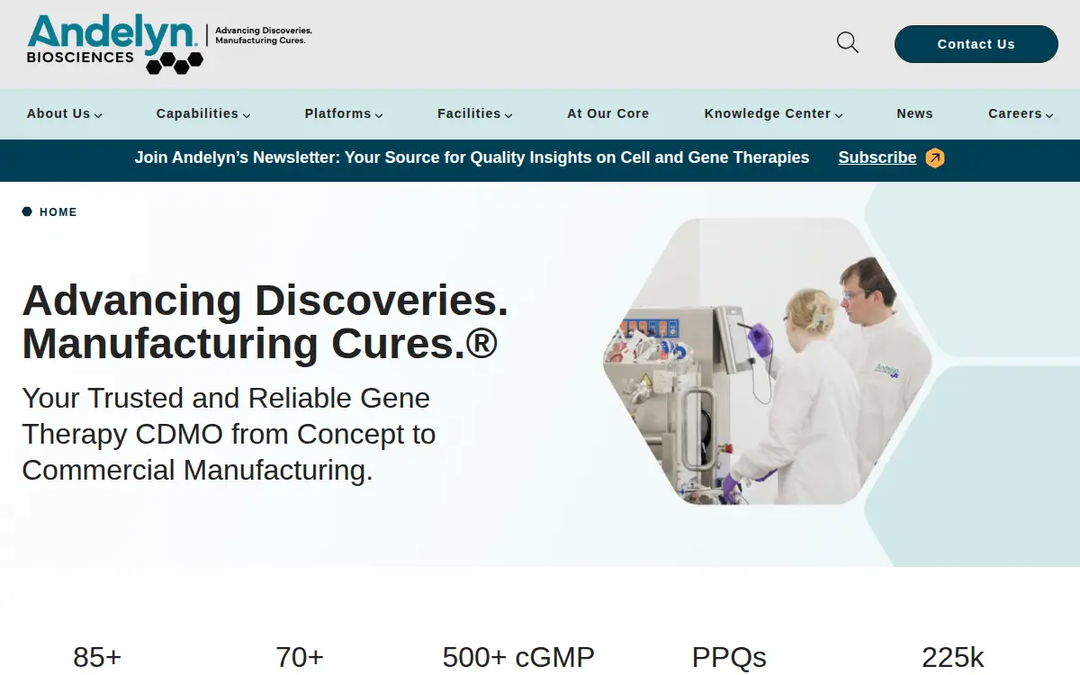 Homepage of Andelyn Biosciences INC