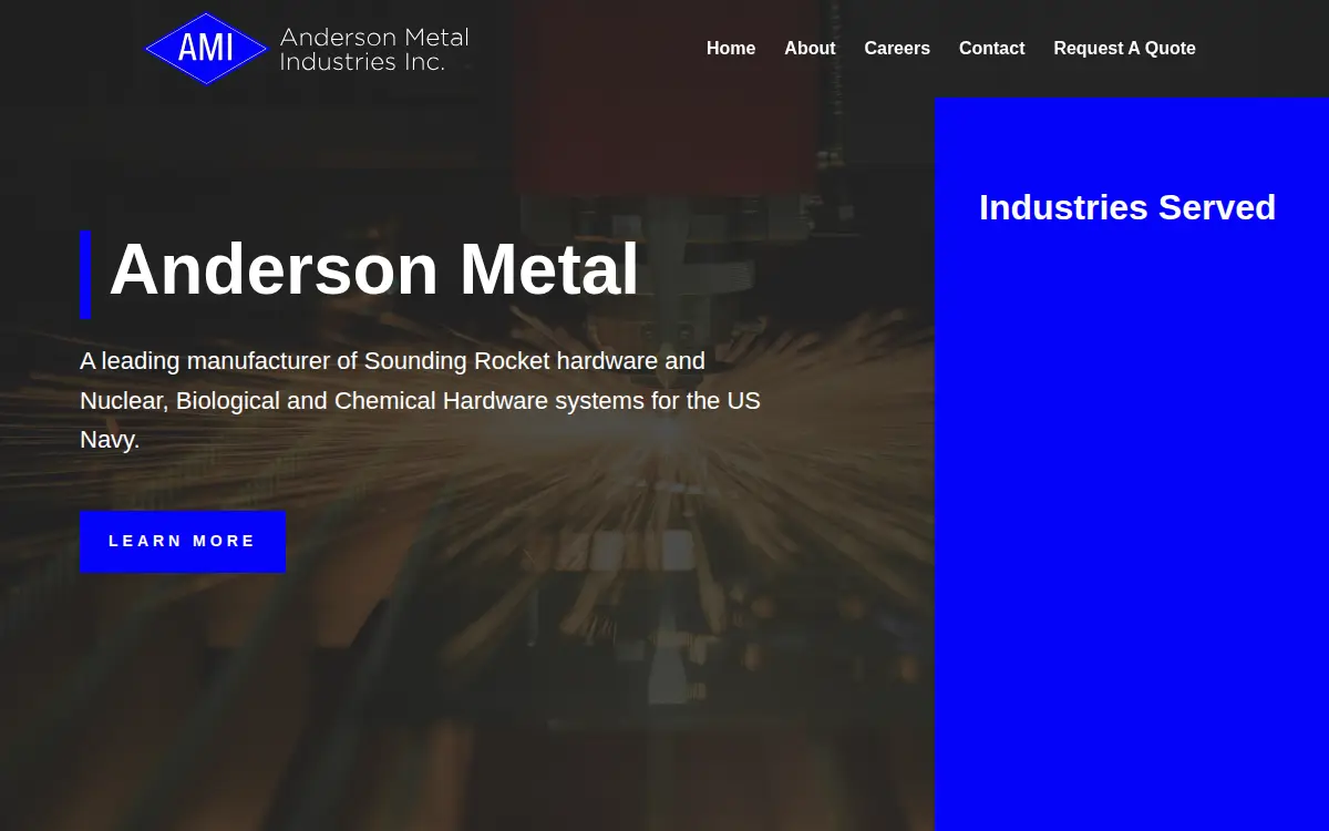 Homepage of Anderson Metal Industries INC
