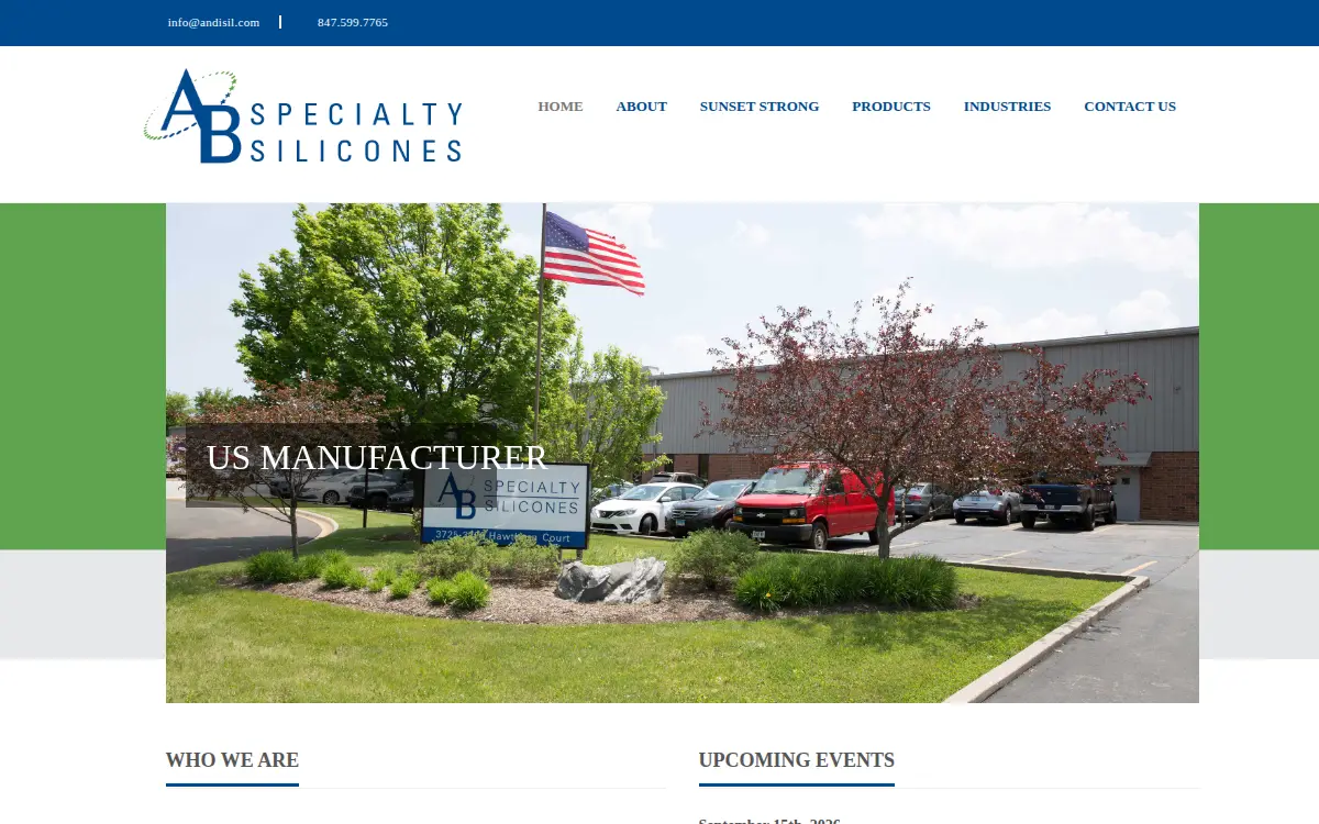 Homepage of Ab Specialty Silicones, LLC