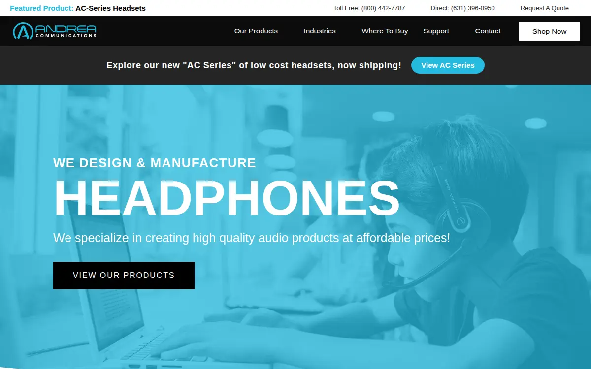 Homepage of Andrea Communications LLC