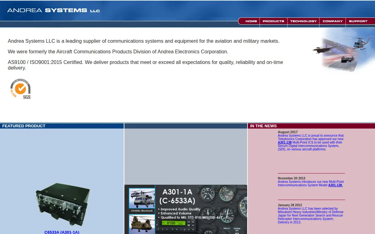Homepage of Andrea Systems LLC