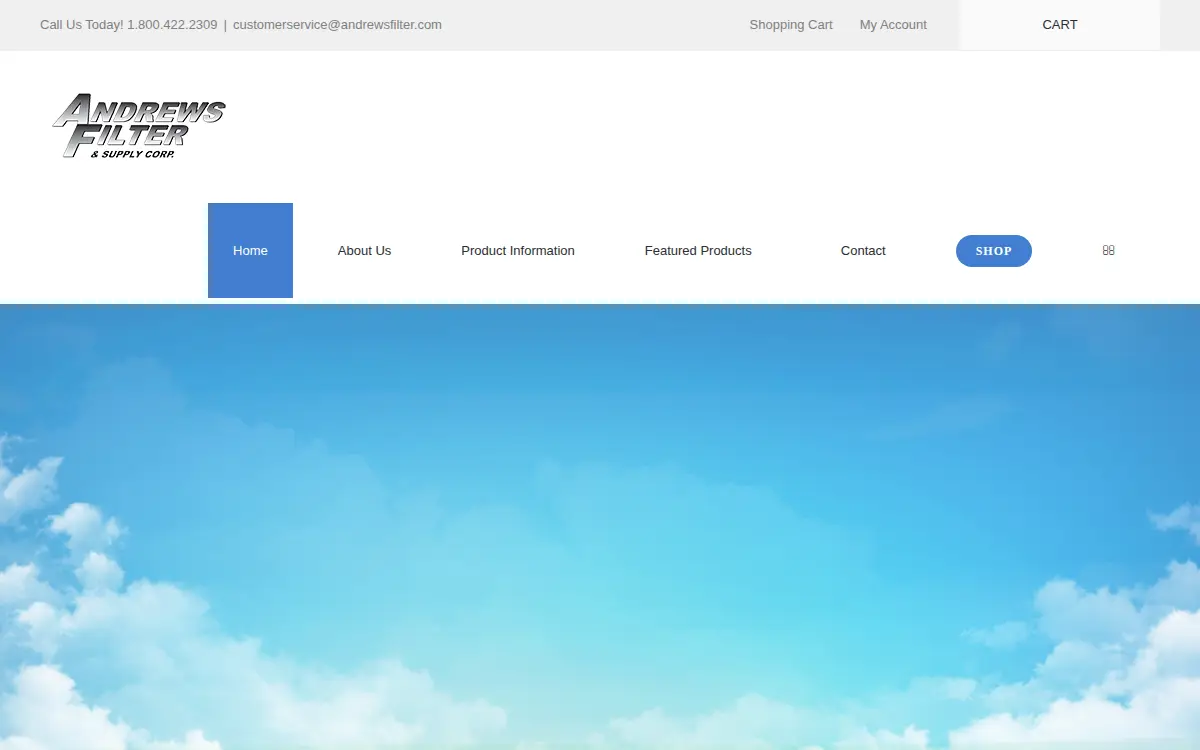Homepage of Andrews Filter and Supply Corporation