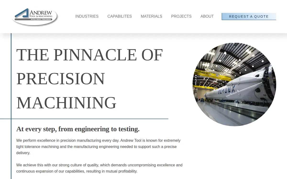 Homepage of Andrew Tool & Machining Company
