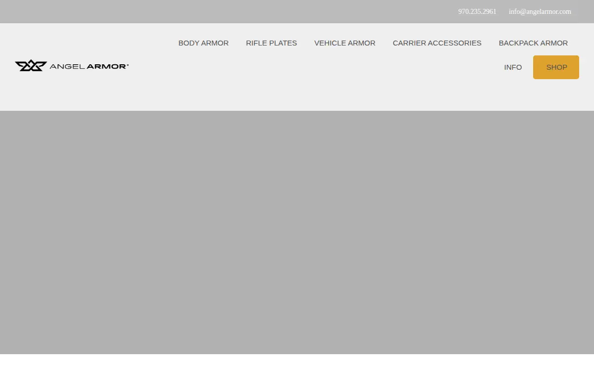 Homepage of Angel Armor, LLC