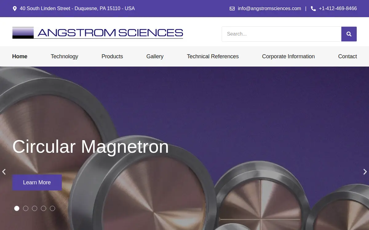 Homepage of Angstrom Sciences INC