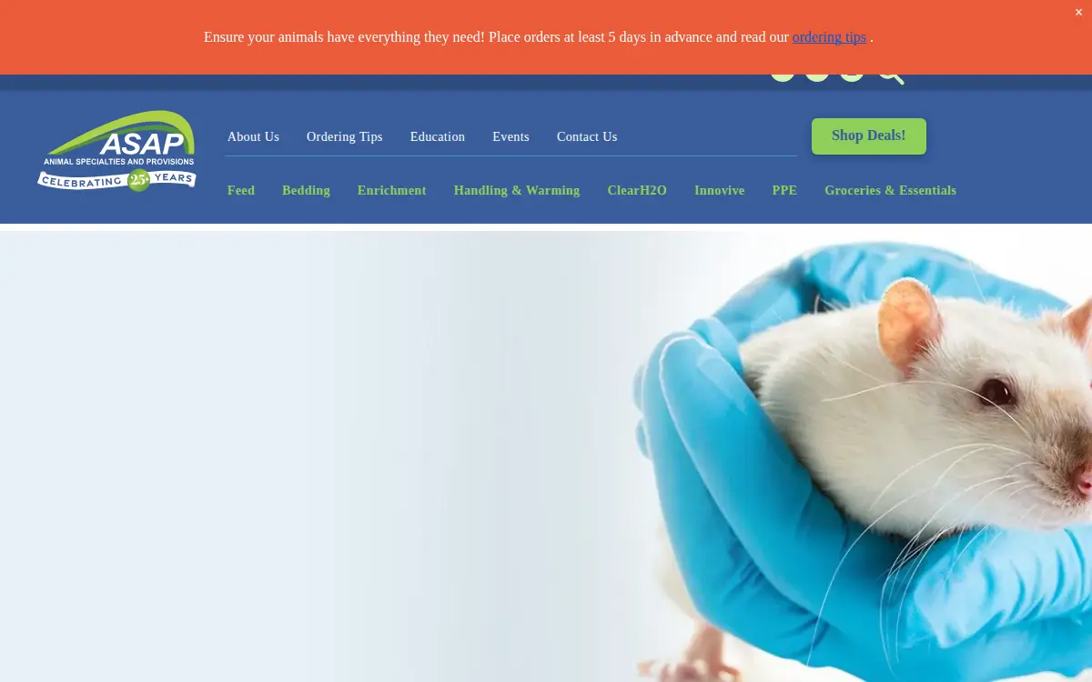 Homepage of Animal Specialties and Provisions South, LLC