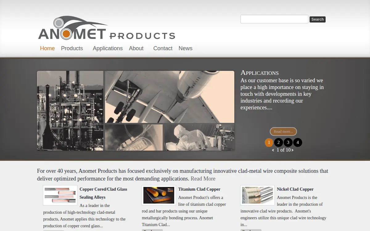 Homepage of Anomet Products INC