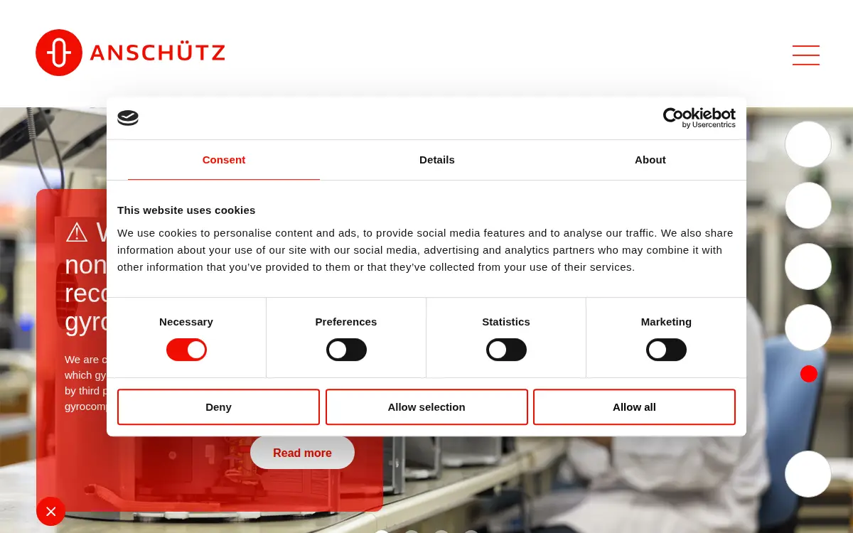 Homepage of Anschuetz USA INC.