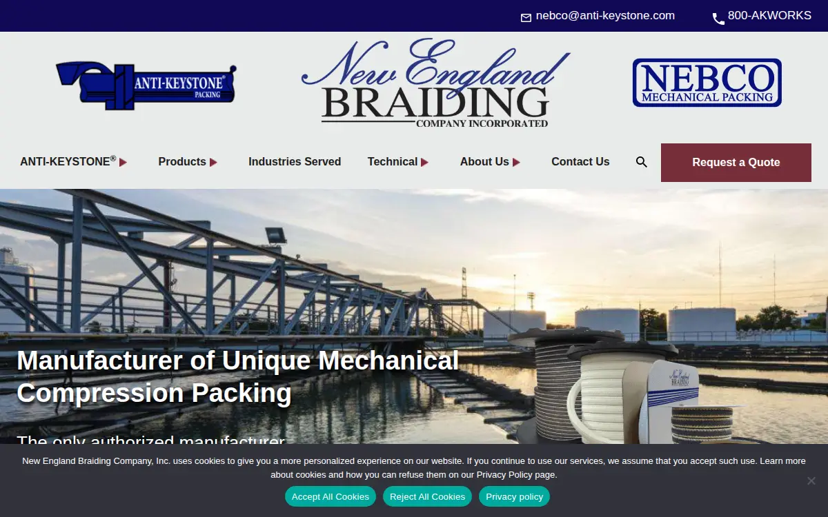 Homepage of New England Braiding CO. INC.