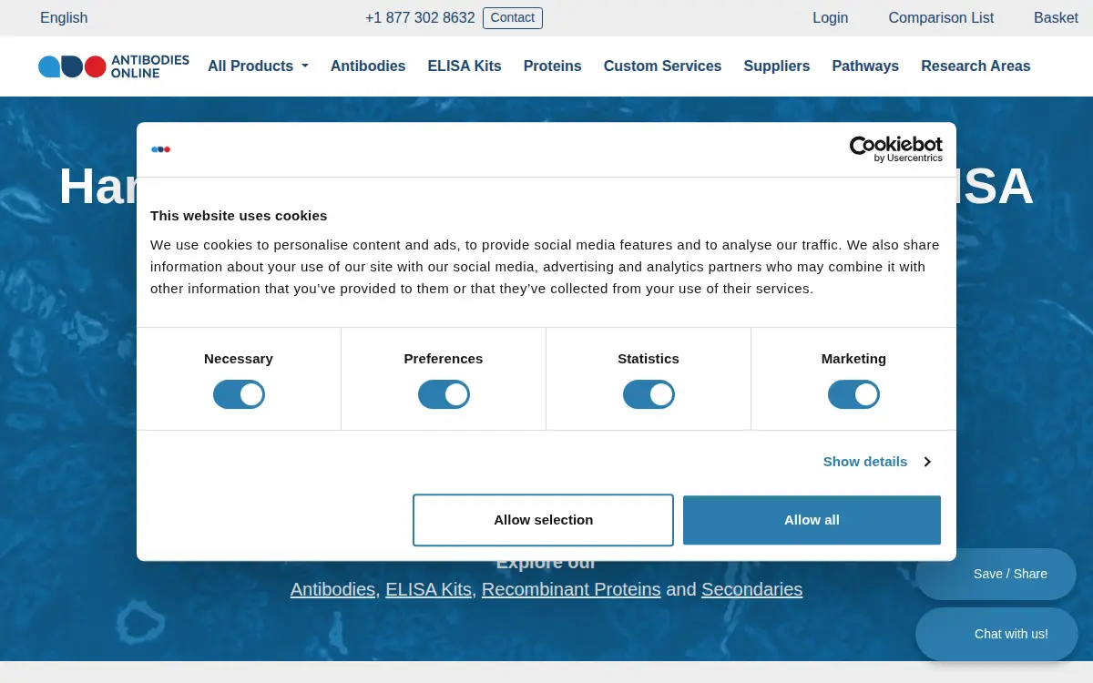 Homepage of Antibodies-online INC