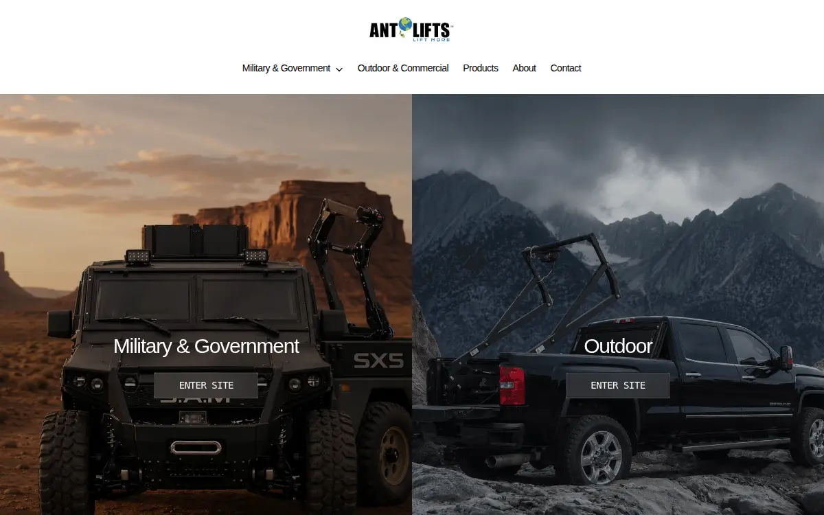 Homepage of Ant Lifts LLC
