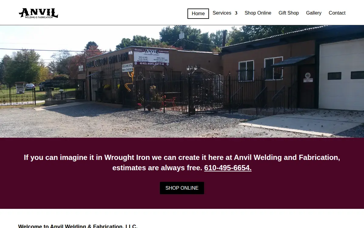 Homepage of Anvil Welding & Fabrication, LLC