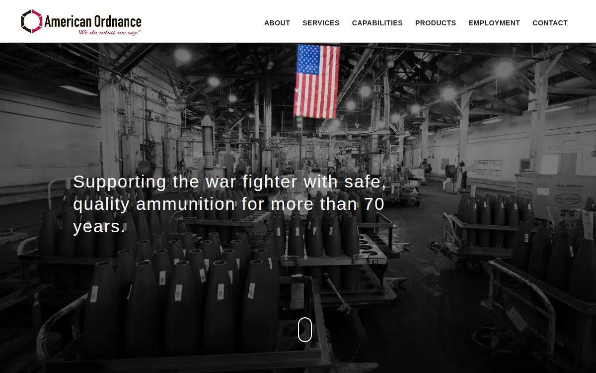 Homepage of American Ordnance LLC
