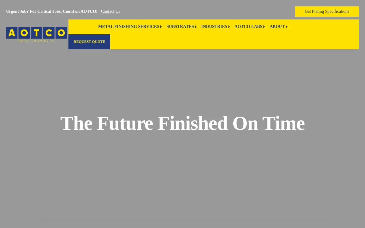 Homepage of Aotco Metal Finishing, LLC