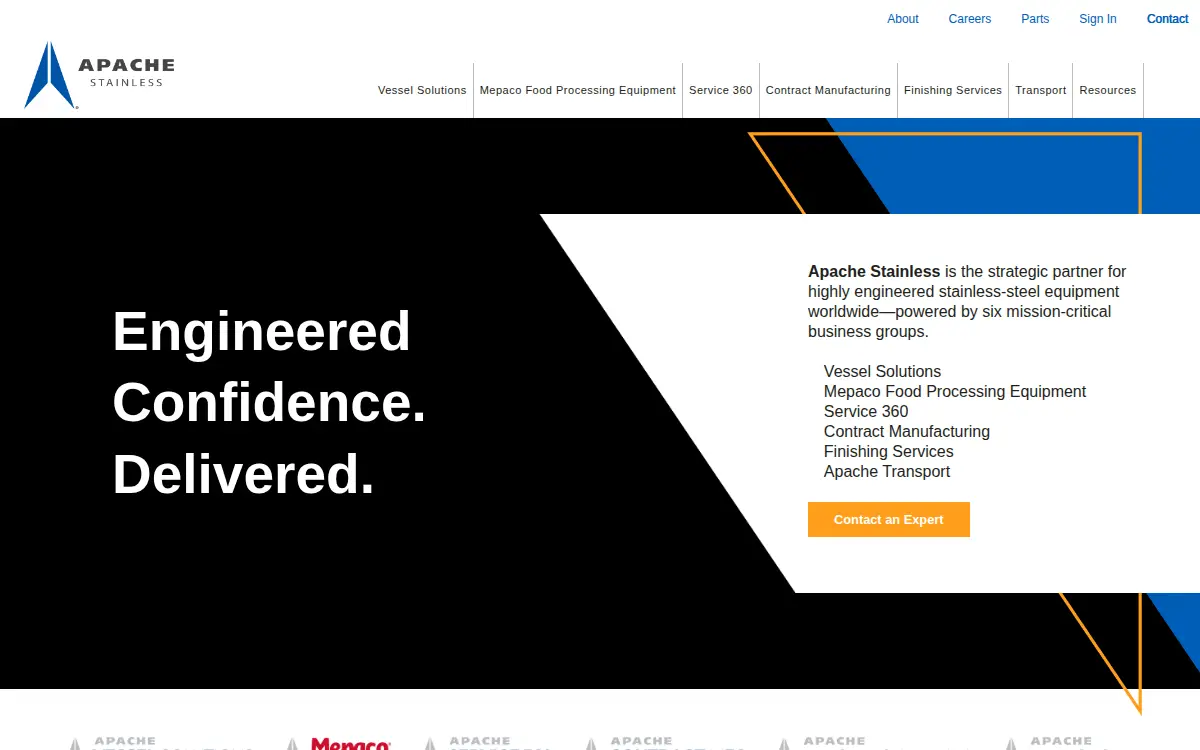Homepage of Apache Stainless Equipment CORP