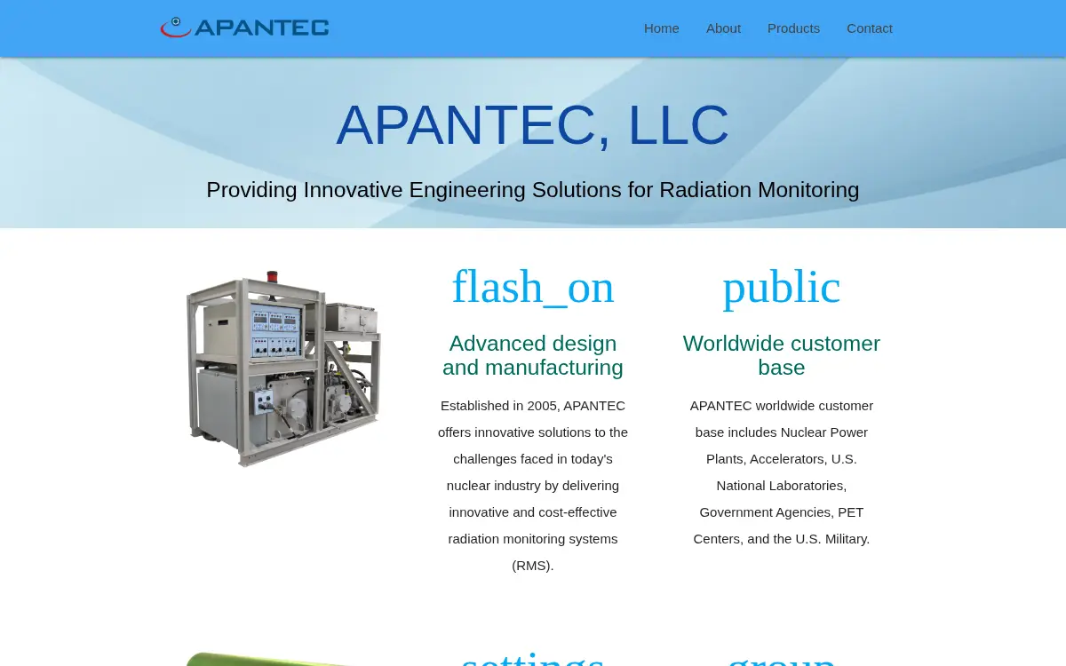 Homepage of Apantec LLC