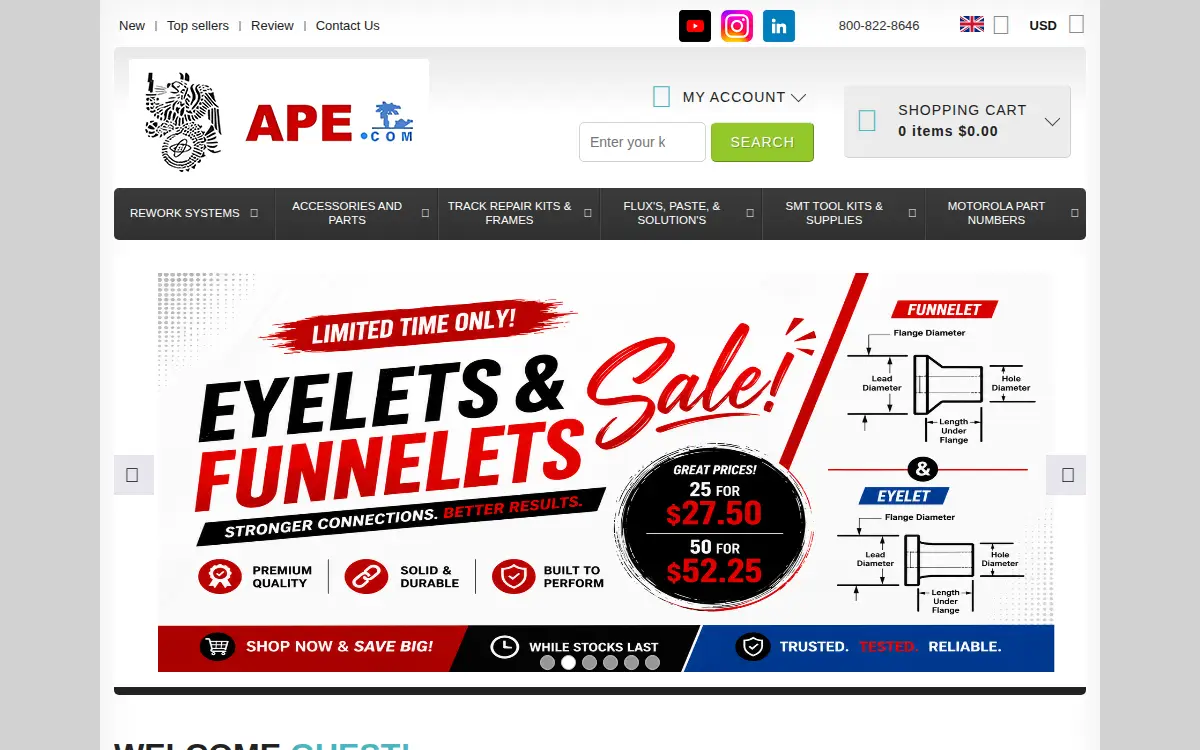 Homepage of Automated Production Equipment CORP.