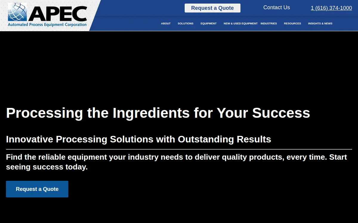 Homepage of Automated Process Equipment CORP
