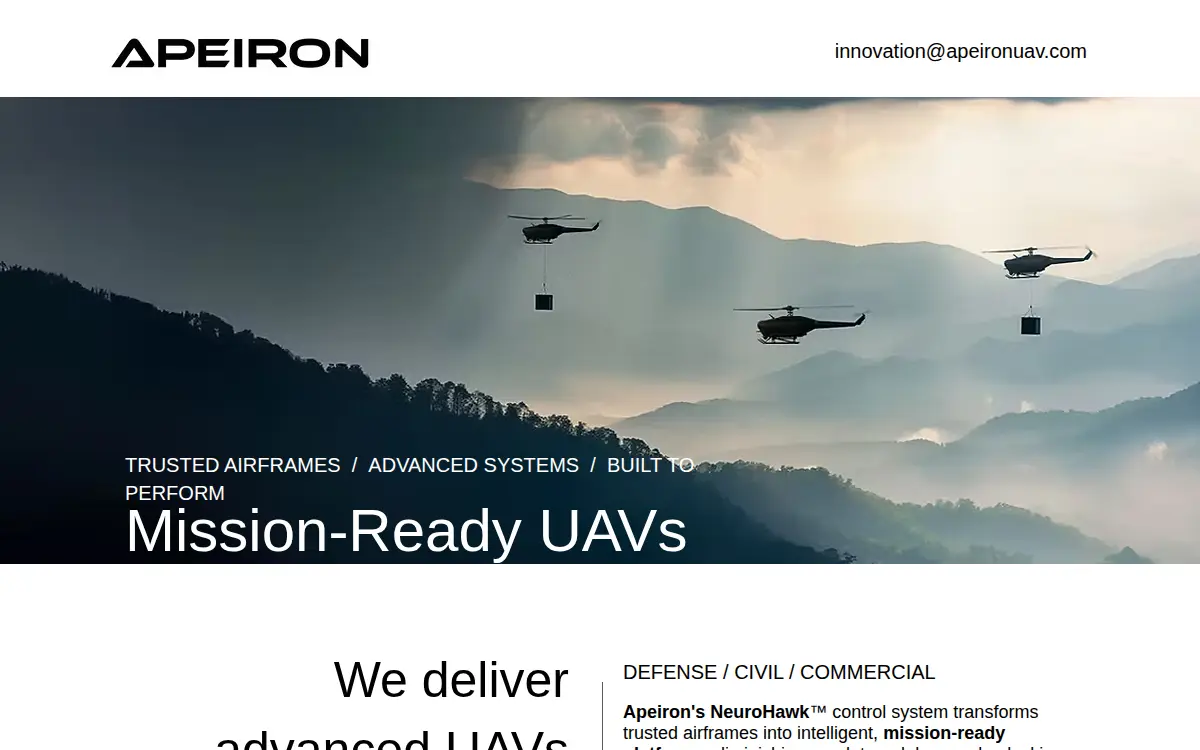 Homepage of Apeironuav L.l.c.