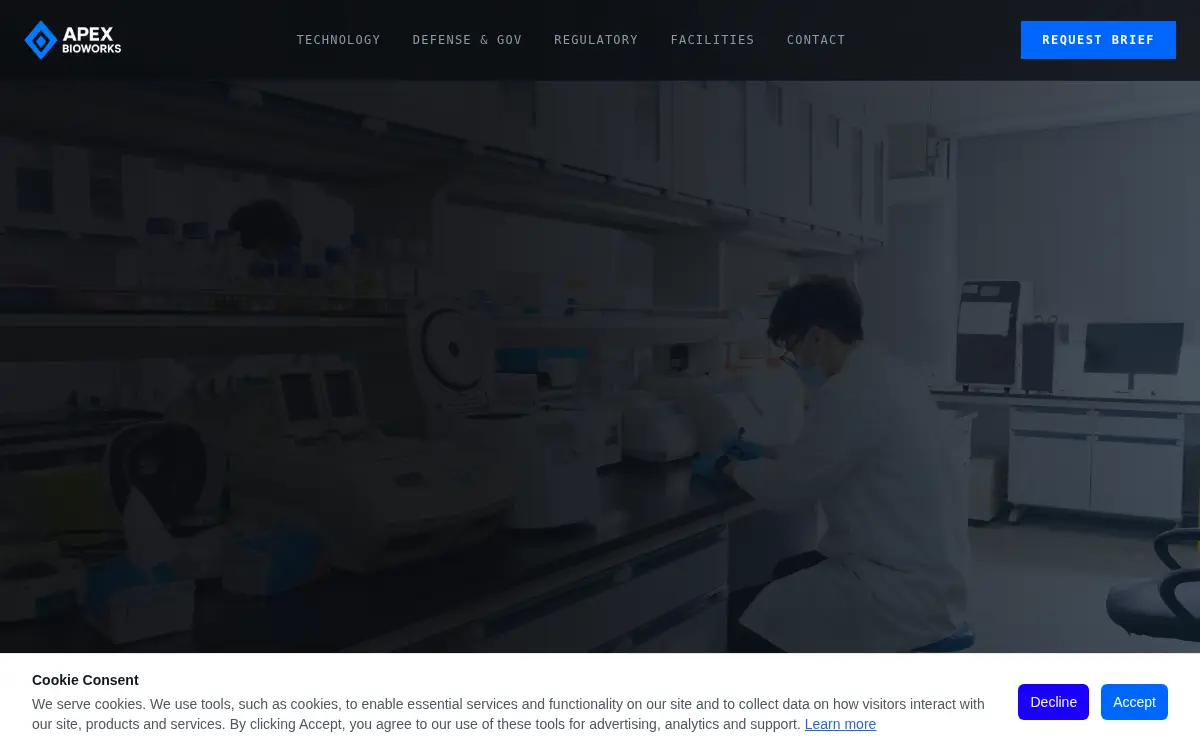 Homepage of Apex Bioworks LLC