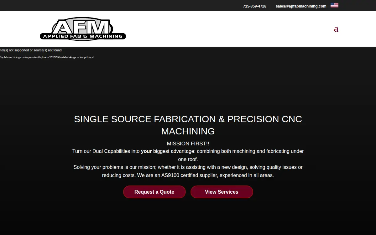 Homepage of Applied Fab & Machining, INC.