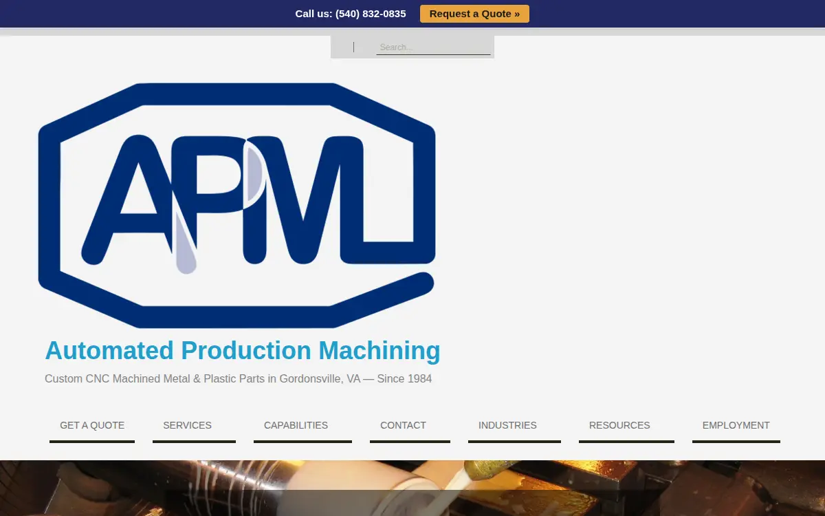 Homepage of Automated Production Machining, INC
