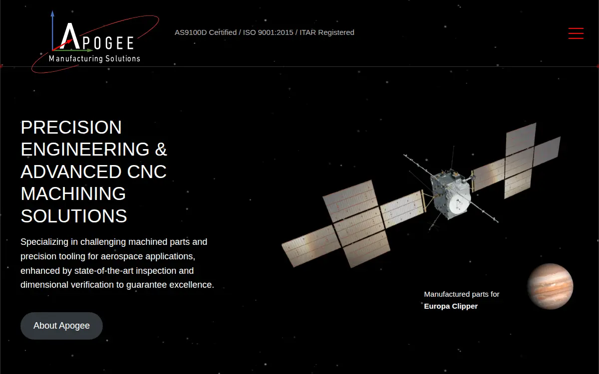 Homepage of Apogee Manufacturing Solutions Limited Liability Company