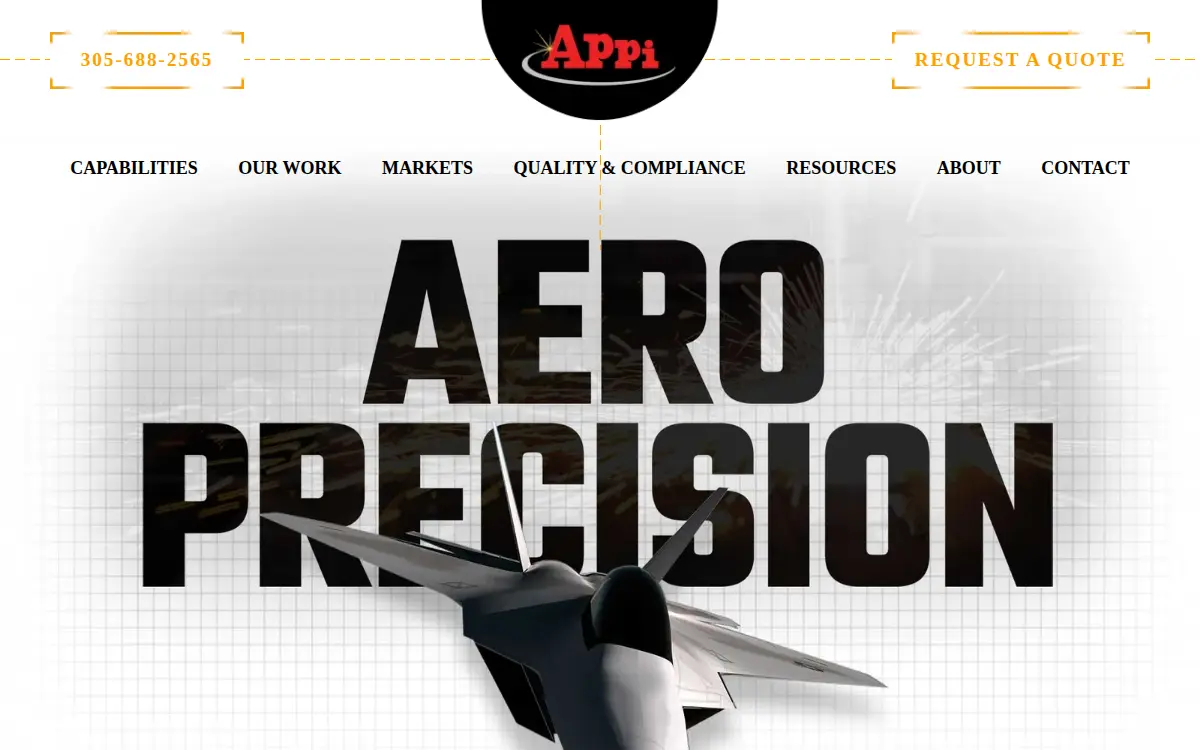 Homepage of Aero Precision Products INC