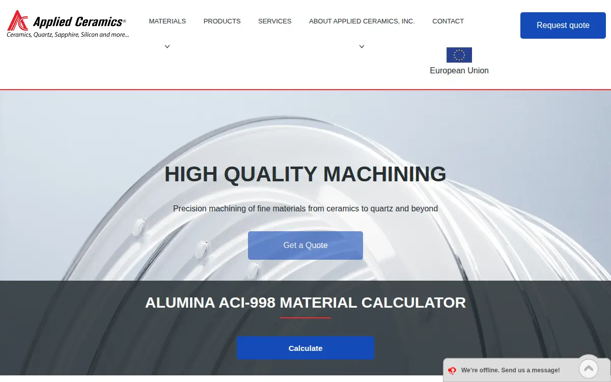Homepage of Applied Ceramics, INC.