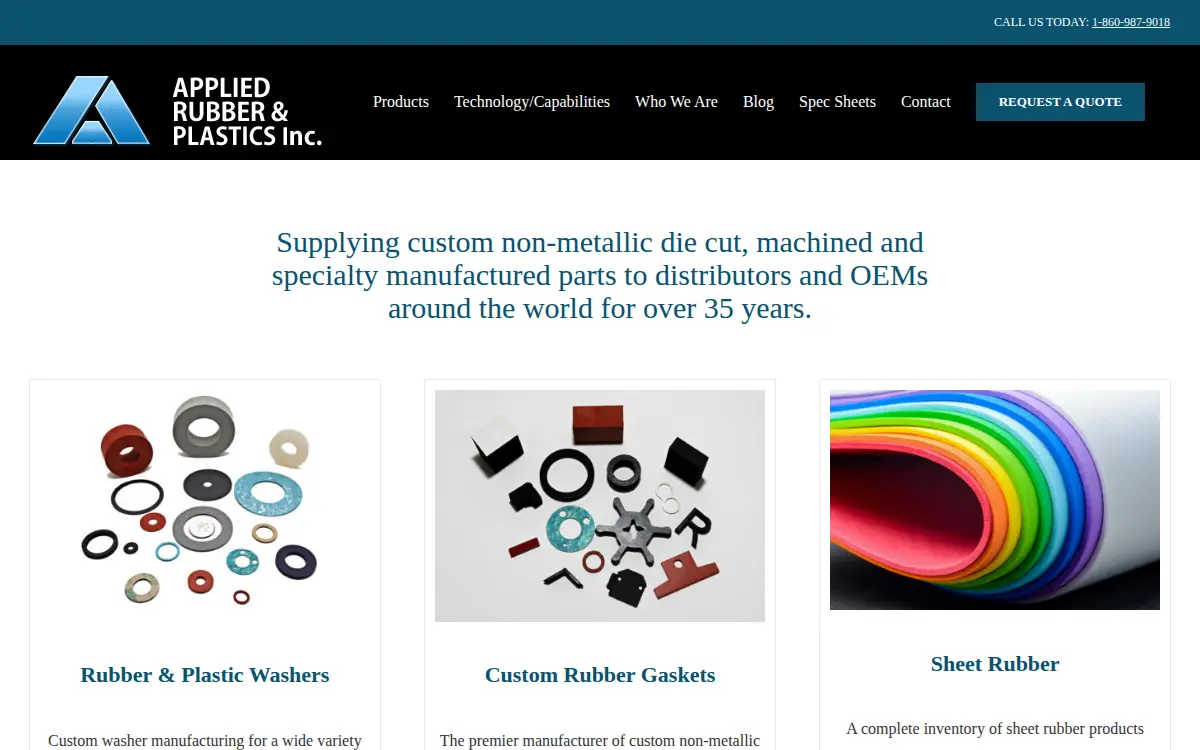 Homepage of Applied Rubber & Plastics, INC.