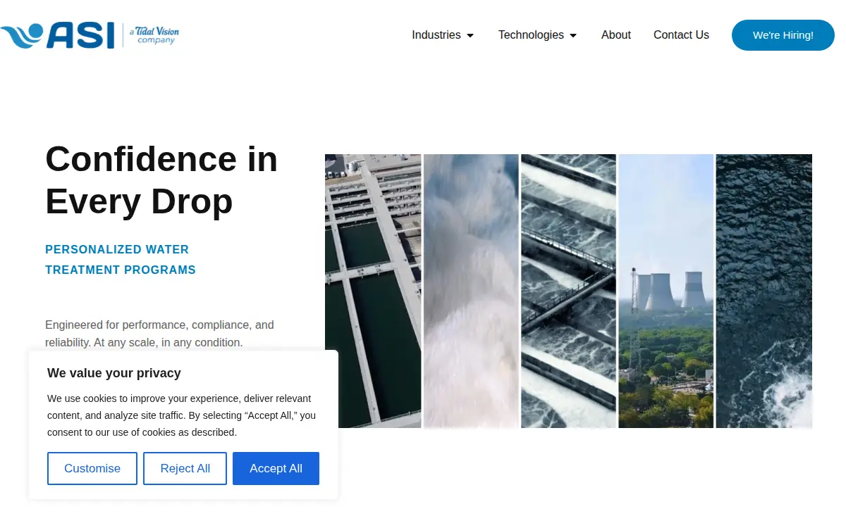 Homepage of Applied Specialties Innovations, LLC