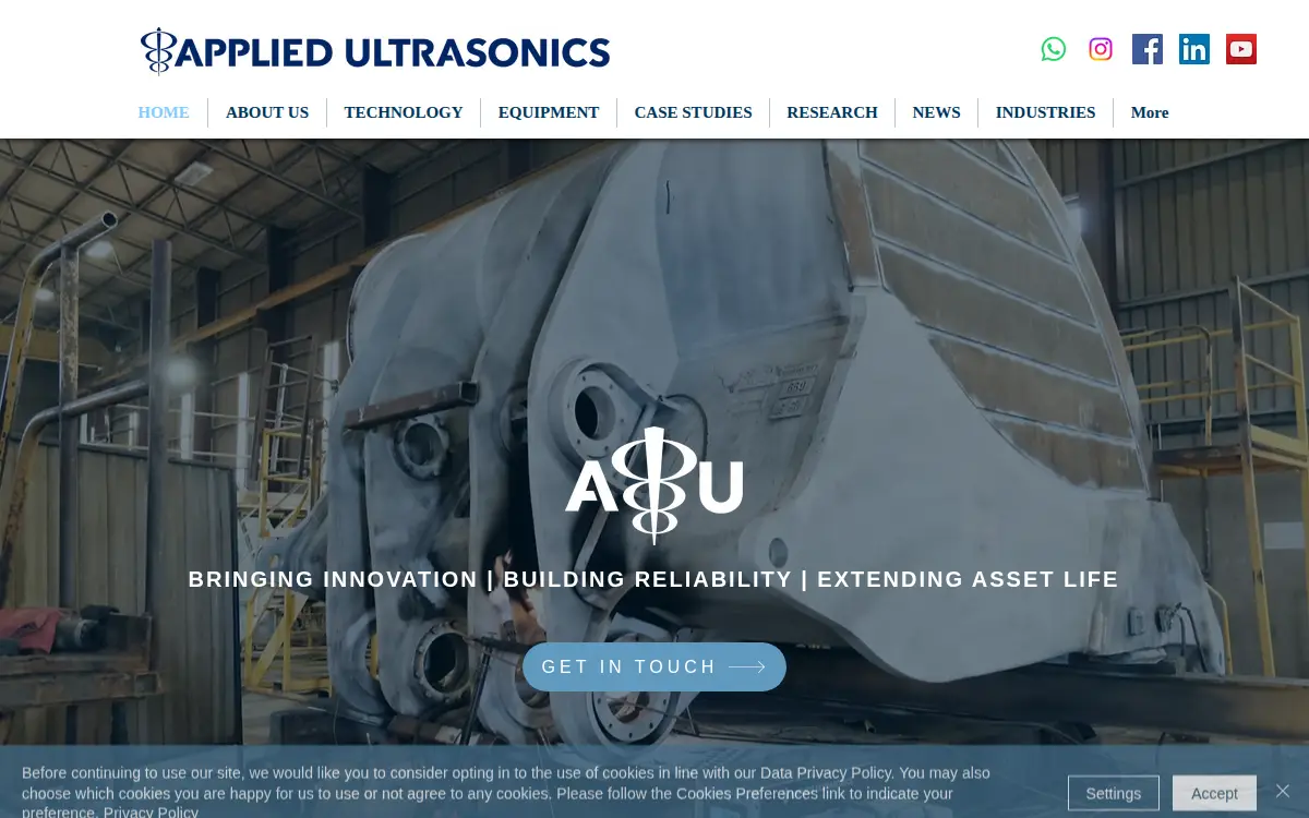 Homepage of Applied Ultrasonics LLC