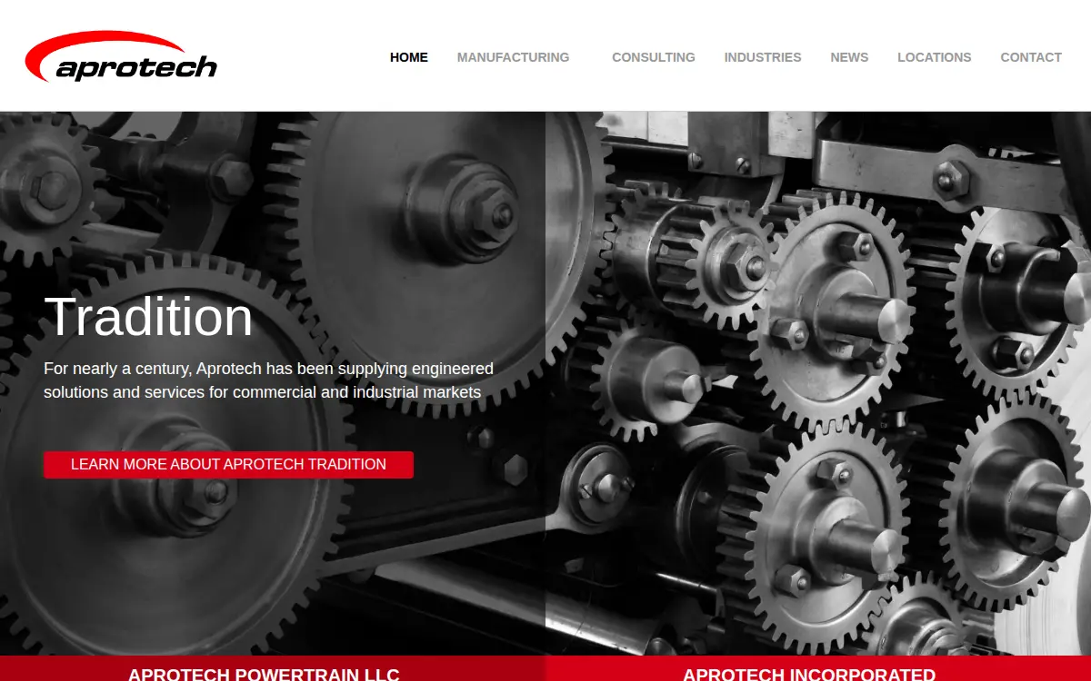 Homepage of Aprotech Powertrain LLC