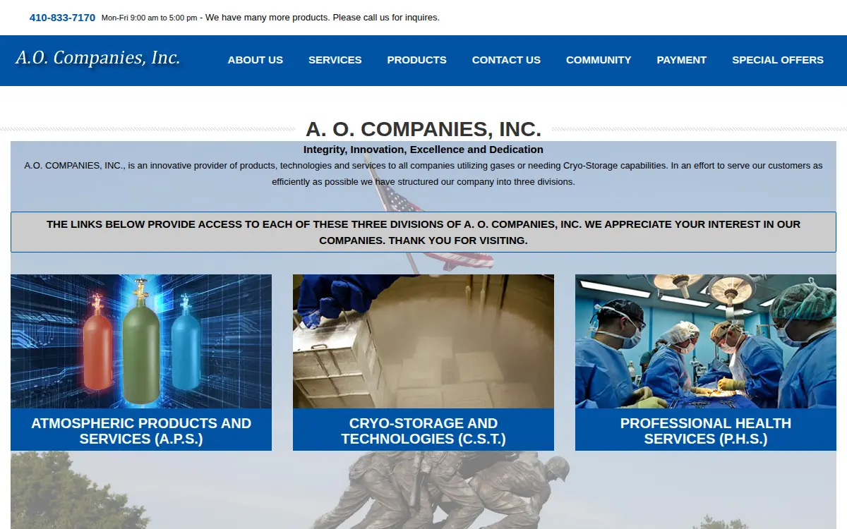 Homepage of A. O. Companies, INC.