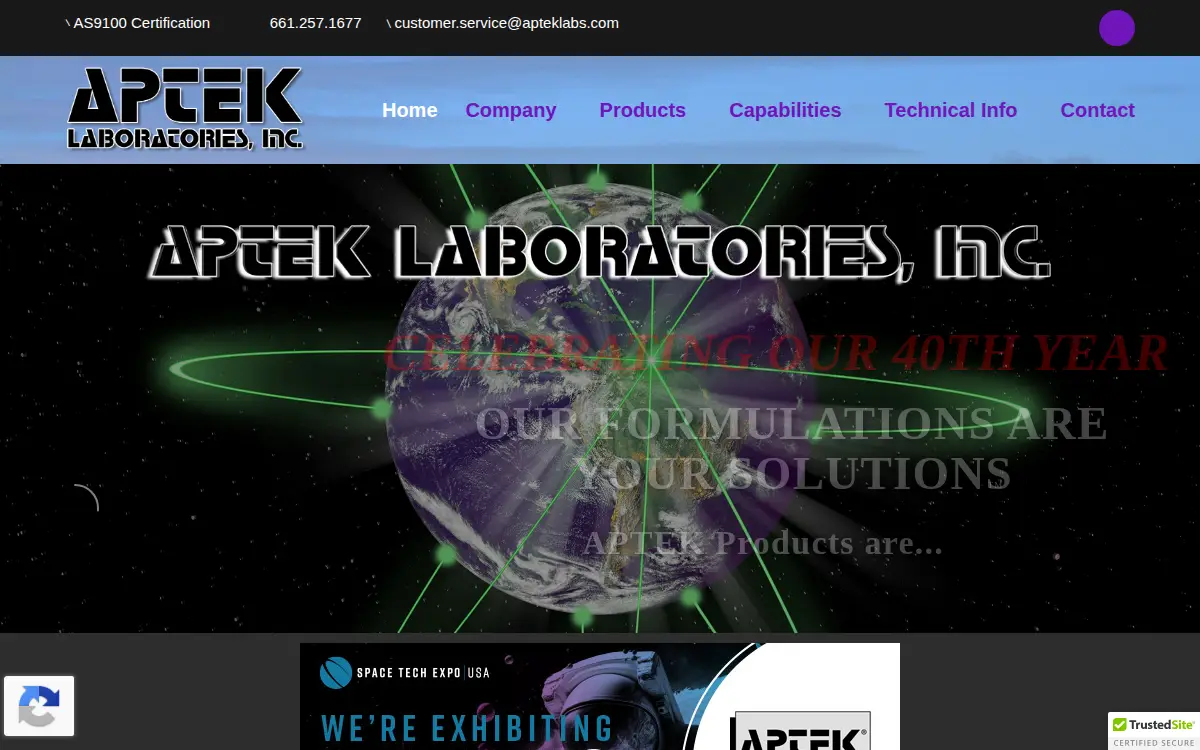 Homepage of Aptek Laboratories INC