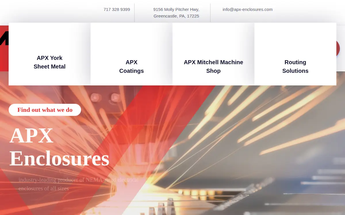 Homepage of Apx Enclosures INC