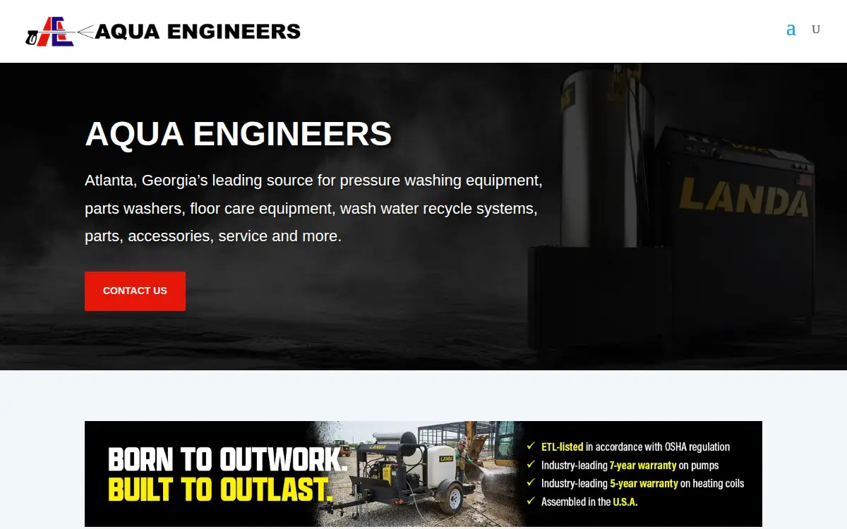 Homepage of Aqua Industrial Cleaning Equipment, INC.
