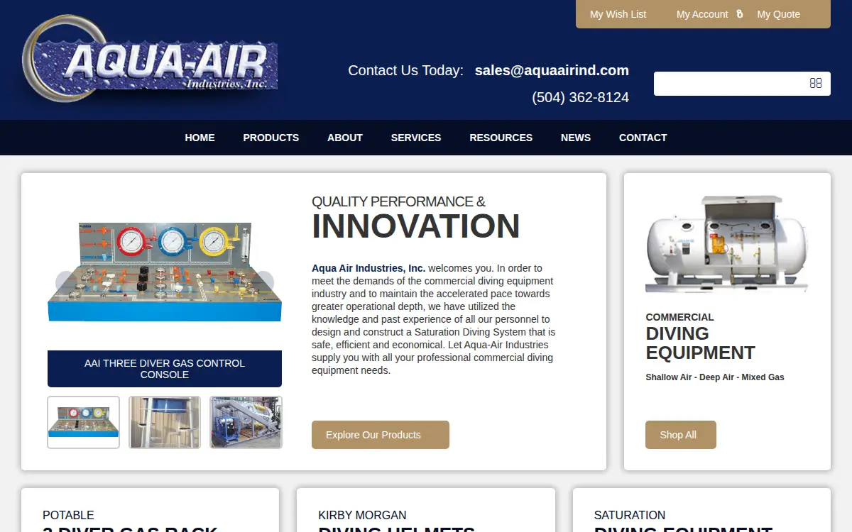 Homepage of Aqua-air Industries, INC.
