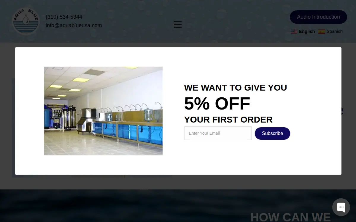 Homepage of Aqua Blue Water Purification Specialists INC