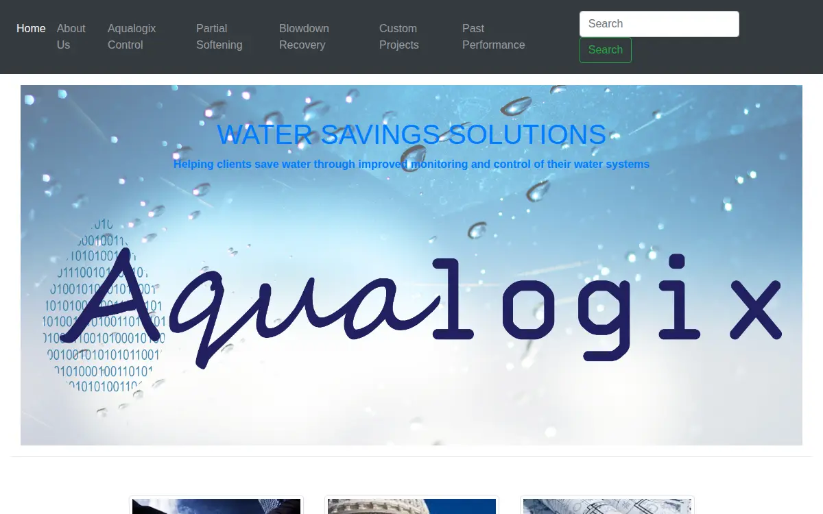 Homepage of Aqualogix LLC