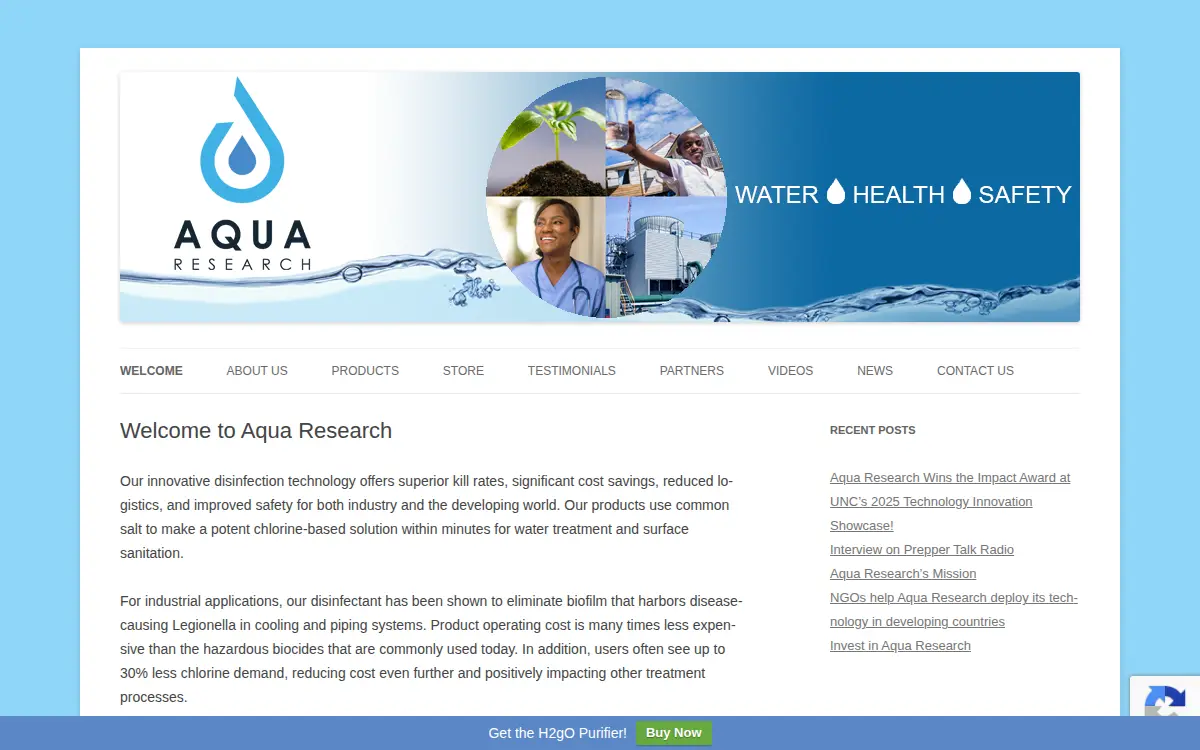 Homepage of Aqua Research, INC