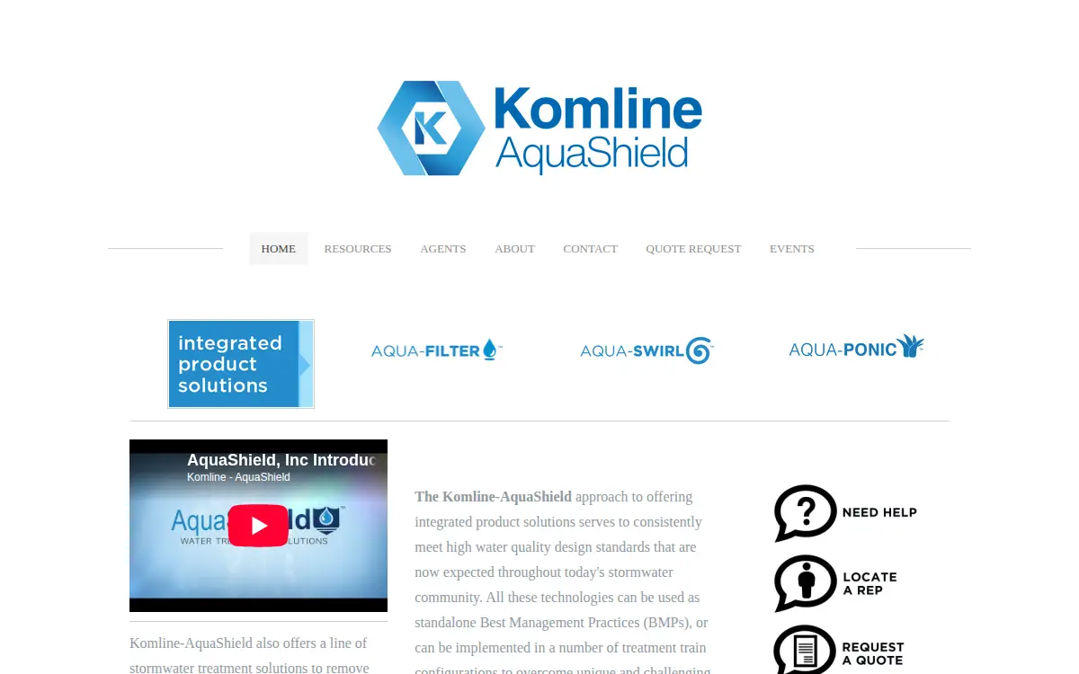 Homepage of Aquashield, INC