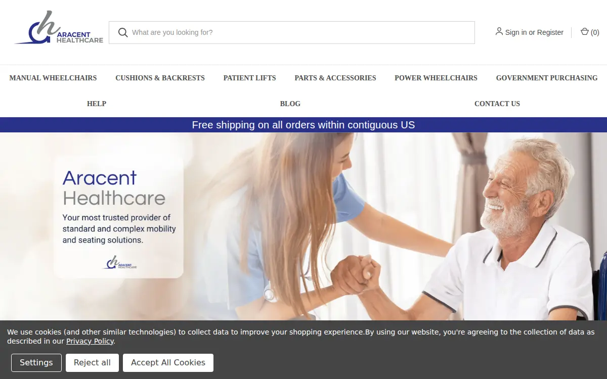 Homepage of Aracent Healthcare, LLC