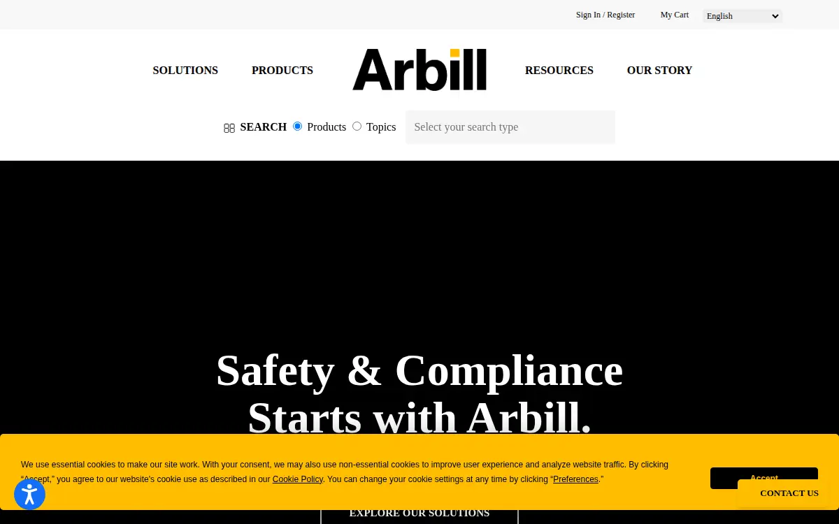 Homepage of Arbill Industries INC
