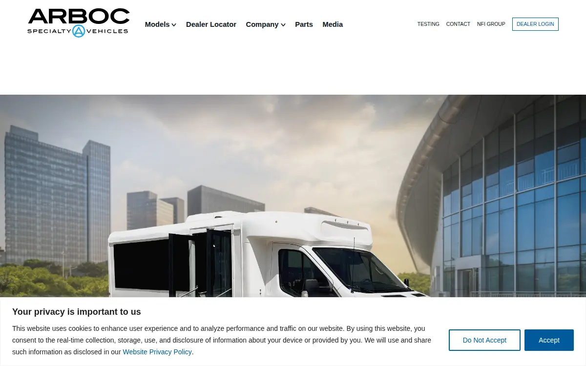 Homepage of Arboc Specialty Vehicles, LLC