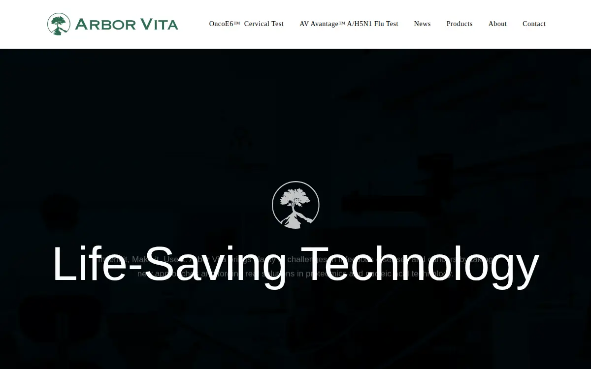 Homepage of Arbor Vita CORP