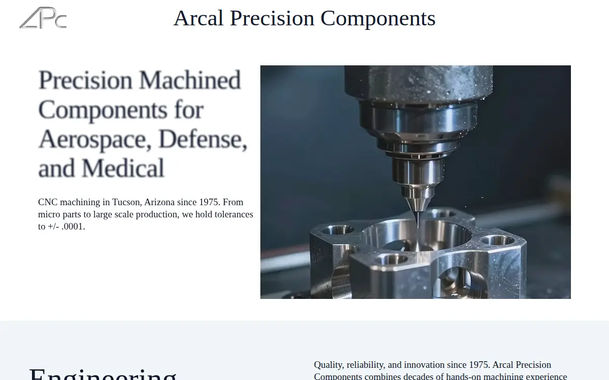 Homepage of Arcal Precision Components INC