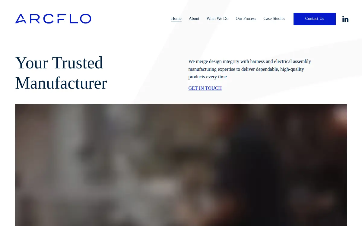 Homepage of Arcflo, LLC