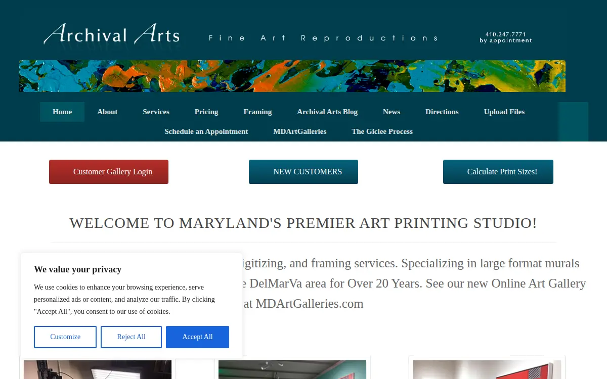 Homepage of Archival Arts INC