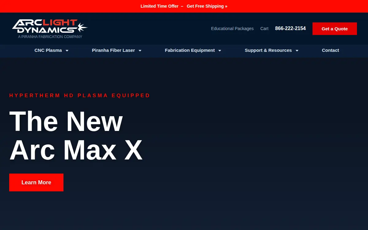 Homepage of Arclight Dynamics, LLC